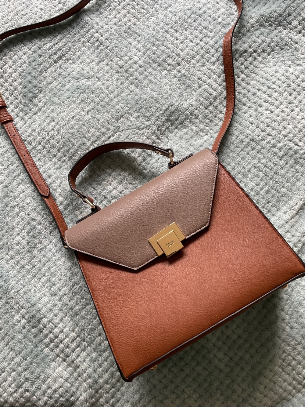 Dune London Two-Tone Brown & Taupe Top-Handle Shoulder Bag